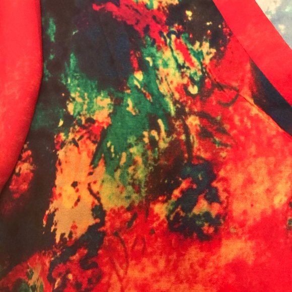 Multi color Abstract Poppies Printed Dress - Picture 6 of 6